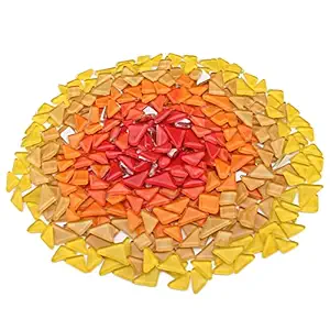 E-Home Shop Yellow Mix Color Triangle Crystal Glass Mosaic Tile Pieces for Crafts,Home Decoration,Mosaic Art Supplies (568g,20oz)