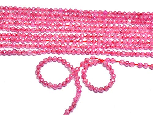 Pierre de Lune Fraise micro perles rondes à facettes 2 mm-3 mm en vrac