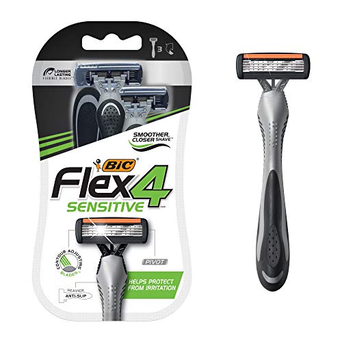 BIC Flex 4 Sensitive Men's 4-Blade Disposable Razor,3 Count