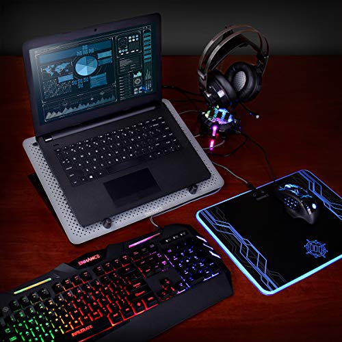 ENHANCE-Cryogen-3-Gaming-Laptop-Cooling-Pad-USB-Powered-5-LED-Fans-Metal-Cooler-Surface-fits-173-inch-Laptops-Smartphone-Device-Holder-5-Adjustable-Stand-Settings-Portable-for-PC-Gamer
