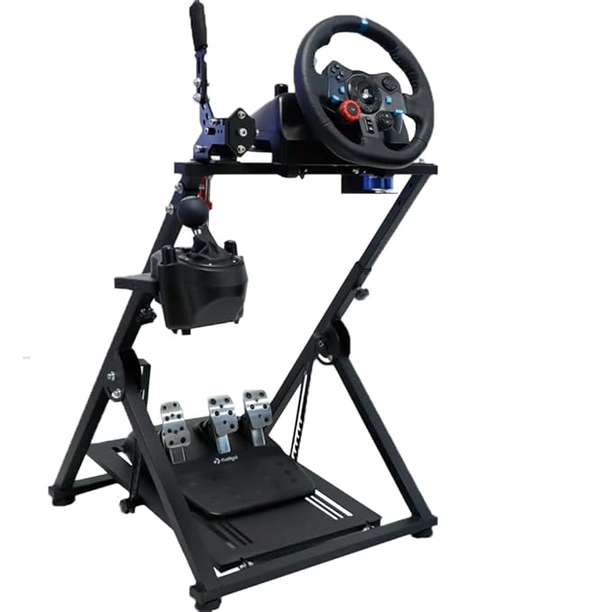 Marada Racing Wheel Stand,with Seat Slot,Water Cup Holder,Steering Wheel Stand Foldable Fit Logitech G25,G27,G29,G290,Thrustmaster T300,T500 Xbox,Wheel&Pedals NOT Included