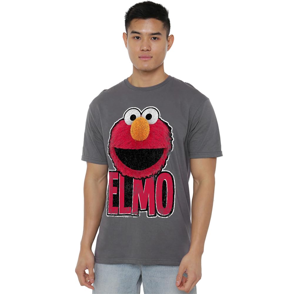 Sesame Street Men's Elmo Smile T Shirt Charcoal - Grey - 4XL