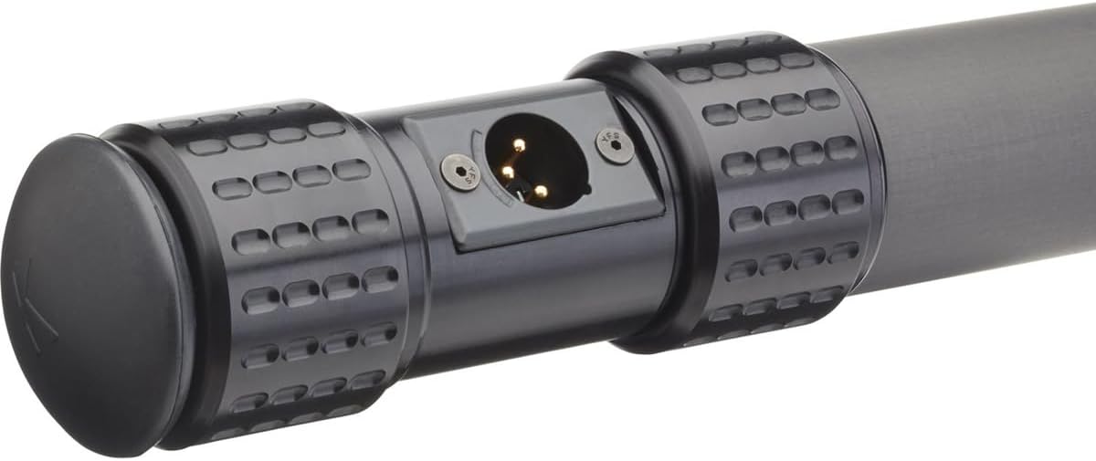 K-Tek KP12CCR 12' KlassicPro Graphite 6-Section Boompole with KPCK12 Internal XLR Coiled Cable and KPCCR Side Exit