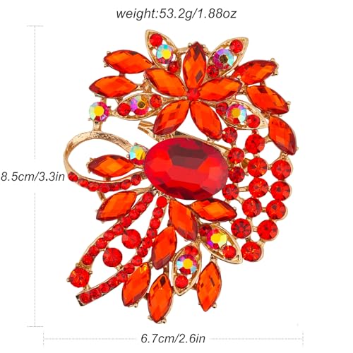 Image of Big Large Flower Statement Brooches Pins Scarf Decoration Gold Tone