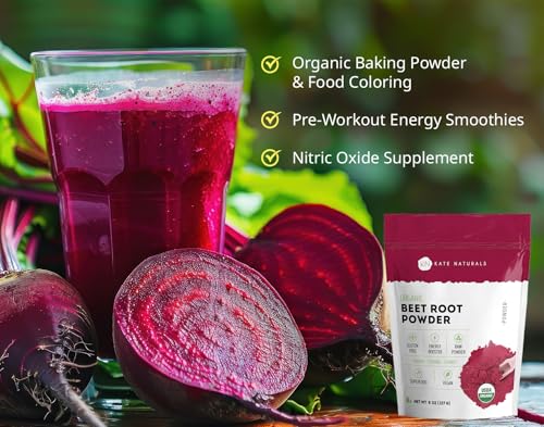 Kate Naturals Beet Root Powder Organic For Smoothie & Energy Boost. Nitric Oxide Supplement For Workout thumb #1