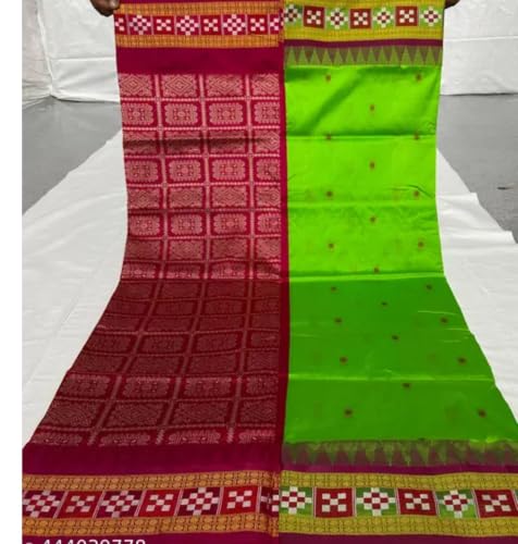 Generic parrot green sambalpuri silk saree in art silk – image 2