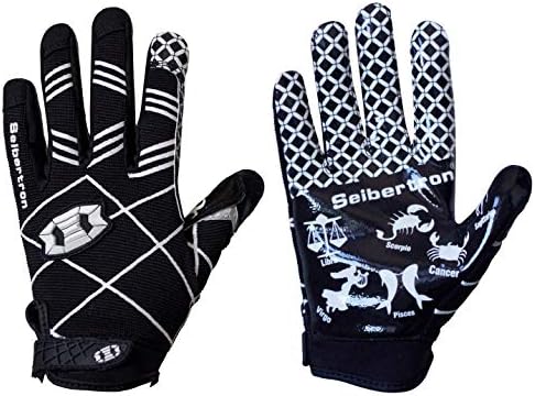Seibertron Pro 3.0 Twelve Constellations Elite Ultra-Stick Sports Receiver Glove Football Gloves Youth Black XS