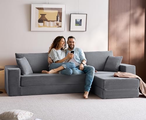 LINSY HOME Convertible Sofa Bed with Ottoman