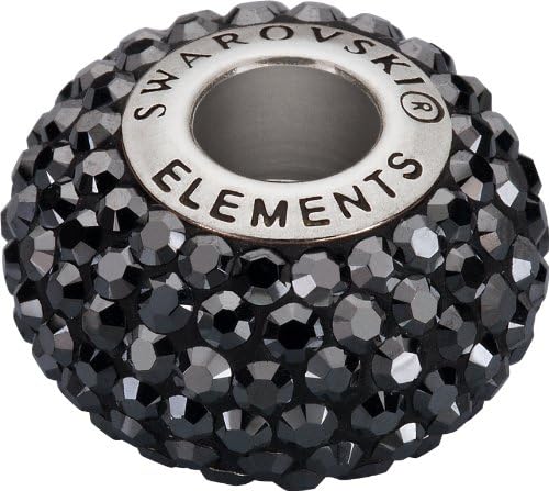 European Glass Beads of Swarovski Elements 'BeCharmed Pave' 14.0mm (Jet-Hematite, Stainless steel), 12 Pieces