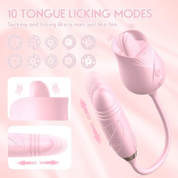 The New Rose 2 in 1 Adult Tool Waterproof Modes Toy Electric Function Machine Party Birthday Gifts-US in Stock.rSG1028, Pink