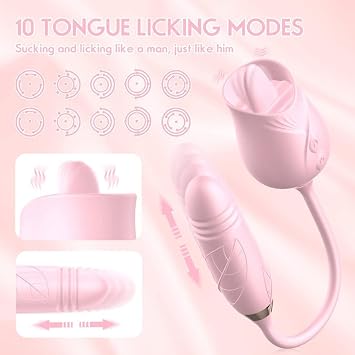 The New Rose 2 in 1 Adult Tool Waterproof Modes Toy Electric Function Machine Party Birthday Gifts-US in Stock.rSG1028, Pink