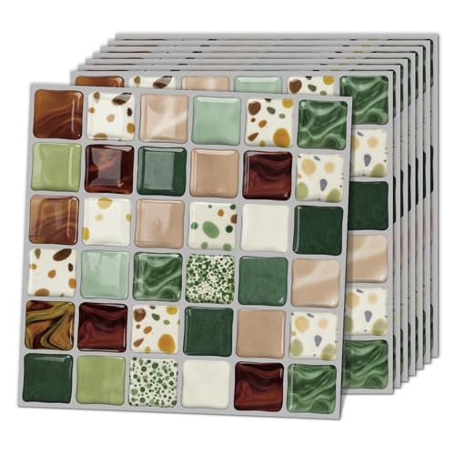 Image of VICCI 20-Pack 6x6 Peel and Stick Backsplash 3D Mosaic Tiles