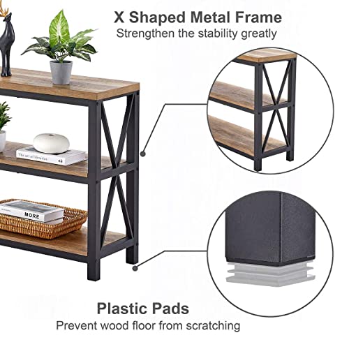 Fatorri Industrial Console Table For Entryway, Wood Sofa Table, Rustic Hallway Tables With 3-Tier Shelves For Living Room (55 Inch, Rustic Oak)… #TOP6