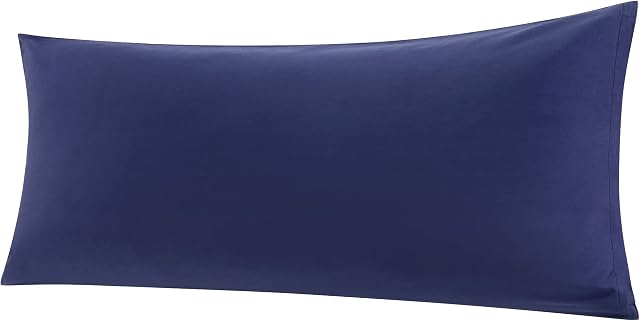 PiccoCasa Bolster Pillow Case Egyptian Cotton Body Pillow Cover 300 Thread Count Soft and Breathable Long Pillowcase with Zipper Closure Navy Blue 20"x48"(4ft)