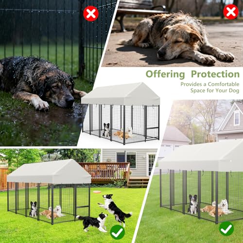 COSHNIBI Outdoor Dog Kennel Roof Cover,Heavy Duty Dog Kennel Replacement Cover,Waterproof UV Resistant Cover for 8' x 4' Dog Cage,Beige(Cover Only) by COSHNIBI - Image 6