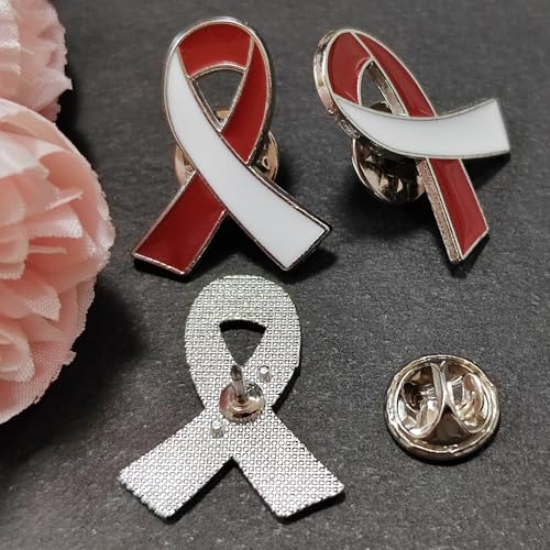 Burgundy and White Ribbon Pins Oral Head and Neck Cancer Prevention Awareness Lapel Brooches3