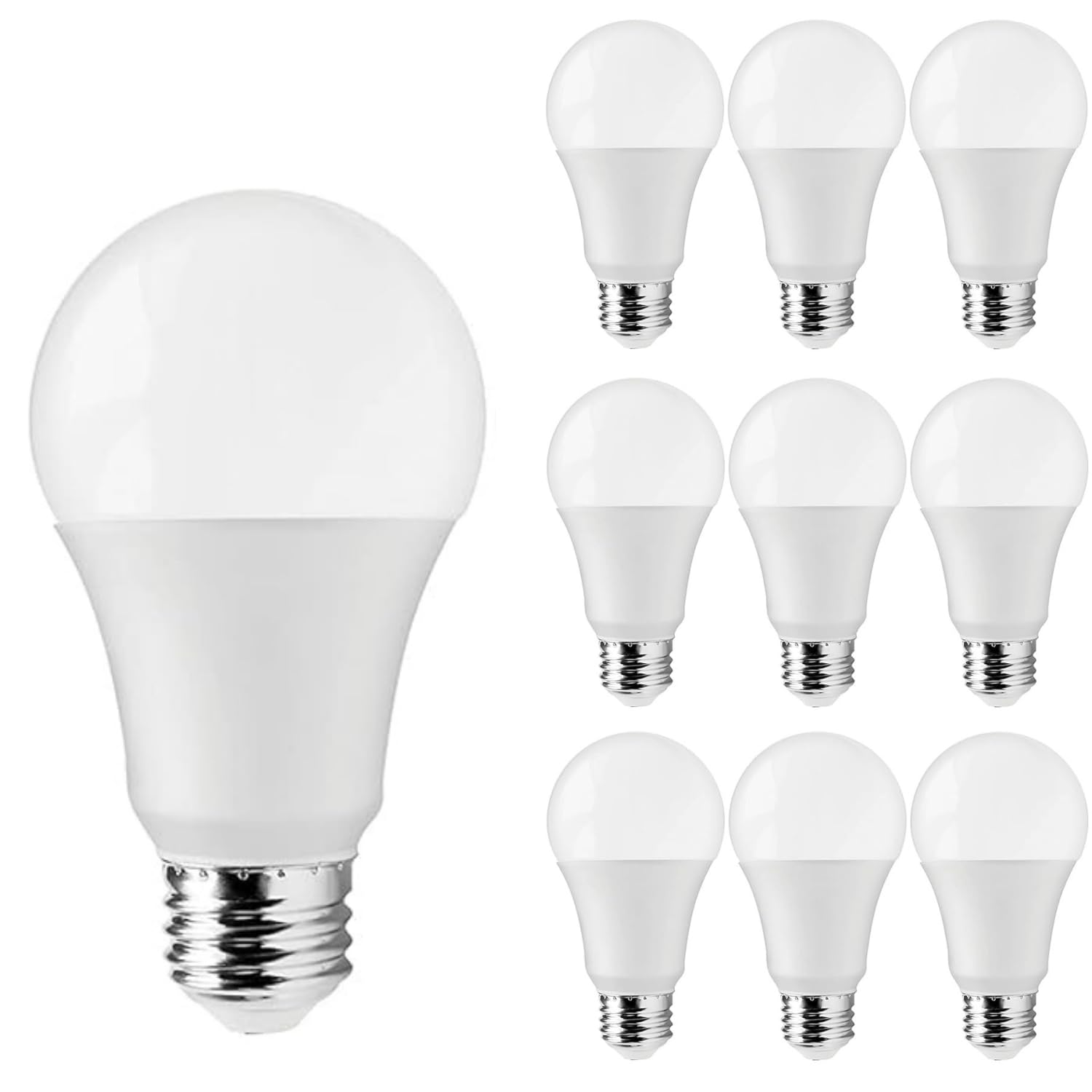 HUA QIANG WANG 9W LED Light Bulb Cool White,Pack of 10,Non-Dimmable,E27 Base,6500K Daylight,800Lm,White Light