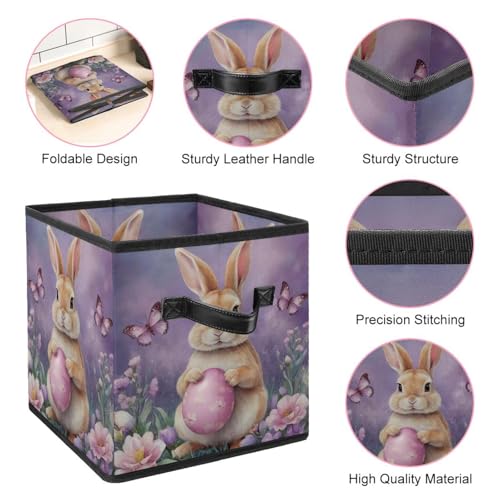 Boîte de rangement papillon violette 27.9 cm avec poignées - 5