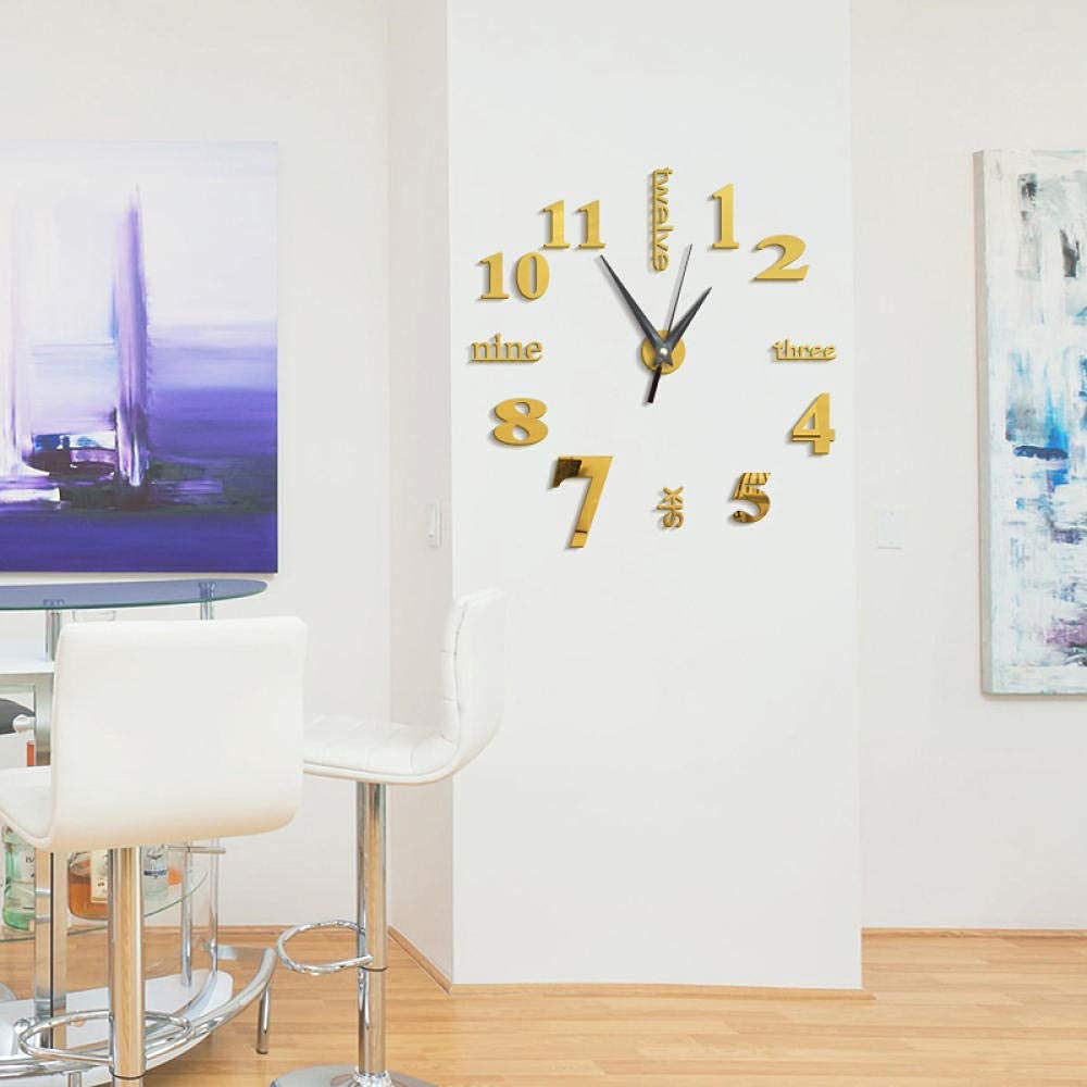 Orologio da parete fai da te ecologico design adesivo per soggiorno – divertente decorazione da parete con effetto stereo e ago nero