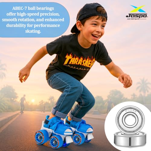 Image of Jaspo Kids Delite Intact Junior Roller Skates Combo (Skates+Helmet+Knee+Elbow) Suitable for Age Upto 5 Years, Adjustable Skates-18 to 21 cms-Color-Blue (Blue)
