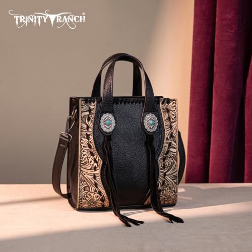 Image of Trinity Ranch Crossbody Bags for Women Mini Handbag Floral Tooled Concho Collection