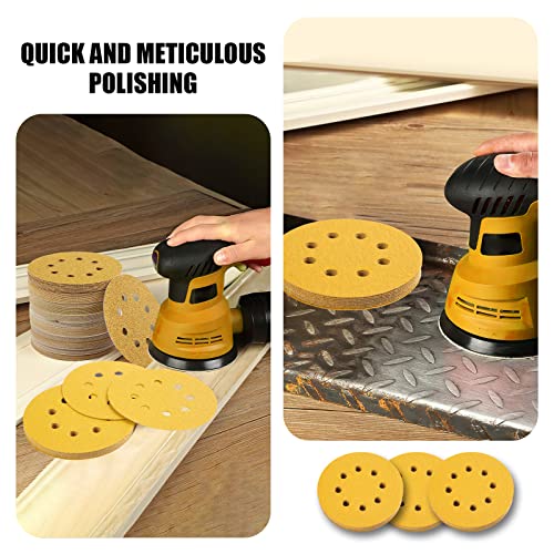 100 Pcs 5 Inch Sanding Discs Hook And Loop Sanding Discs 150 Grit For Random
