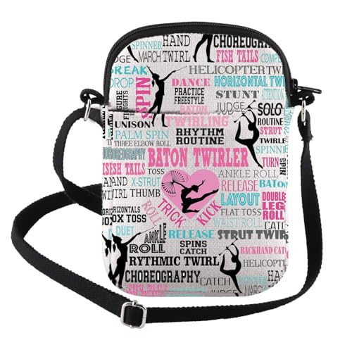 FEELMEM Baton Twirling Crossbody Bag Baton Twirler Gift Baton Twirling Lovers Gymnastic Bag for Baton Twirlers Majorettes