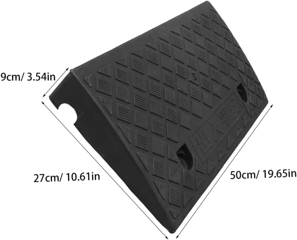 Car Plastic Threshold Ramp 50x27x9cm Black Rubber Curb Slope Ramp for Vehicle Loading and Scooter Motorcycle Accessory