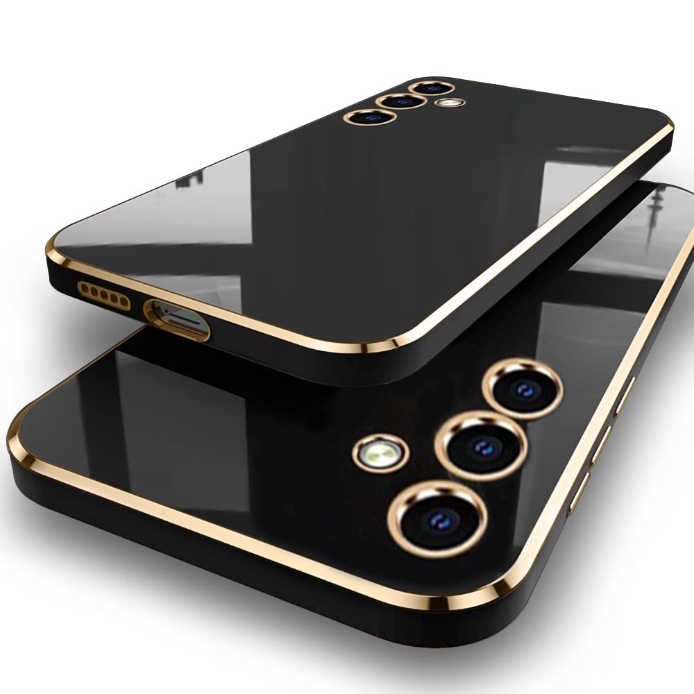 TheGiftKart Luxurious Golden-Plated Back Cover Case for Samsung Galaxy M14 5G | Raised Lips for Camera & Screen Protection | Shockproof Design | Stylish Back (TPU | Black) (B0C2YCS9CC) Amazon Price History, Amazon Price Tracker