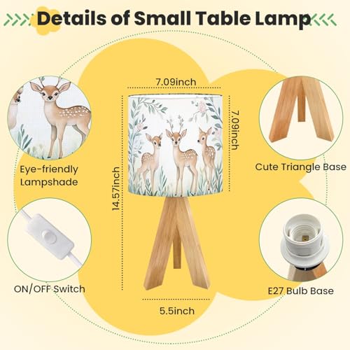 Lámpara de mesa para niños con base de madera y pantalla de lino miniatura 2