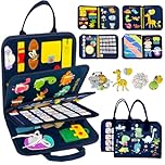 Qizfun Busy Board Jouet Montessori pour Bébé et Tout-Petits – Jouet Sensoriel Éducatif, Idéal comme Jouet de Voyage Avion et Voiture, Parfait Cadeau pour Garçon et Fille