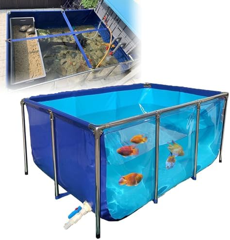 Flexible PVC Fish Breeding Tank with Steel Frame, Aquatic Pets Pool, Backyard Pond, Clear Viewing Window, Easy Assembly, 50x40x30cm - Perfect for Fish & Aquatic Life