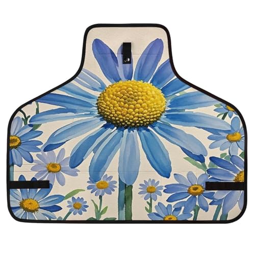 Delantal de trabajo azul con flores y bolsillos miniatura 1