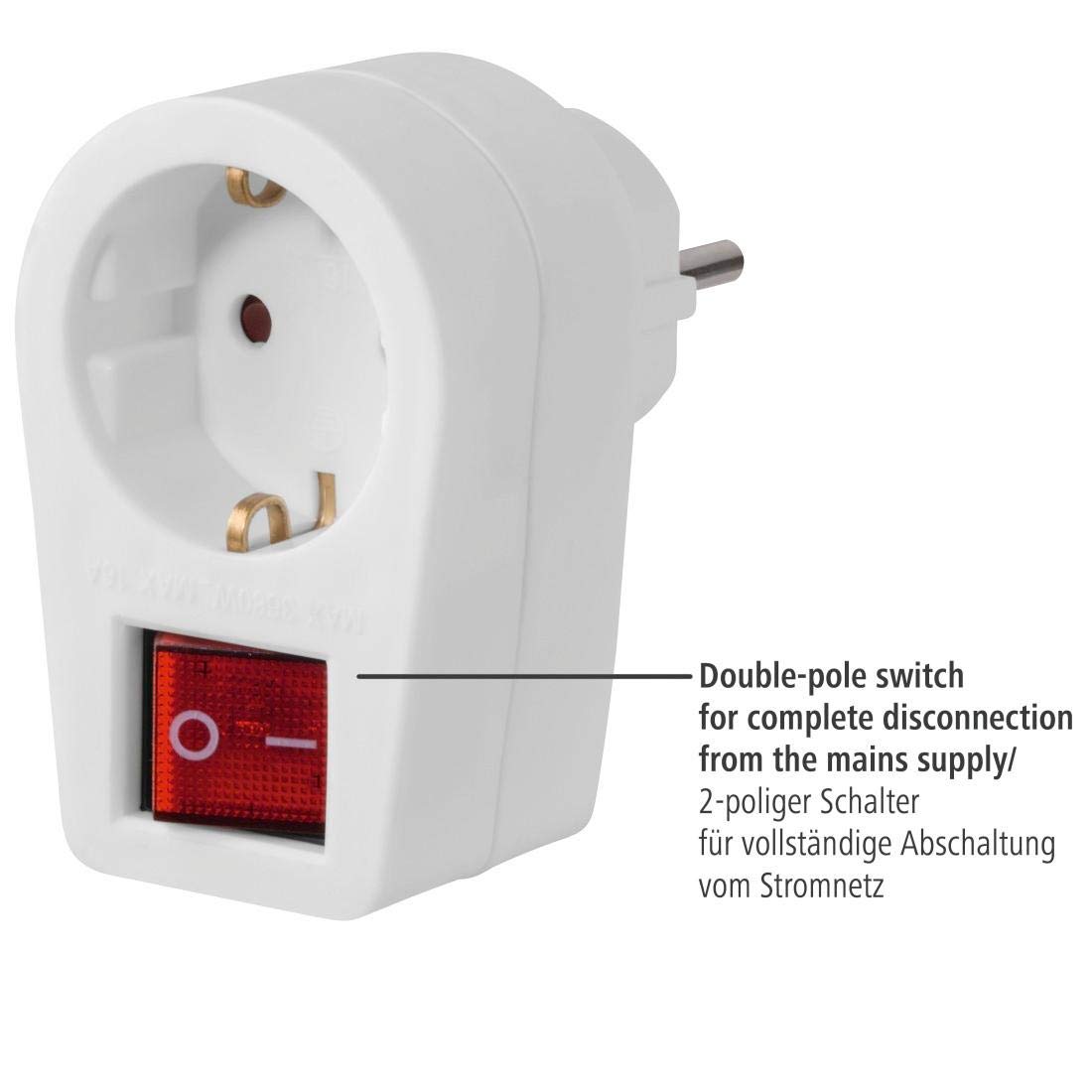 CABLEPELADO Presa di protezione con interruttore | Spina del commudatore | Risparmio energetico | Interruttore ON/OFF | Protezione dei bambini | 3680W MAX | 16A