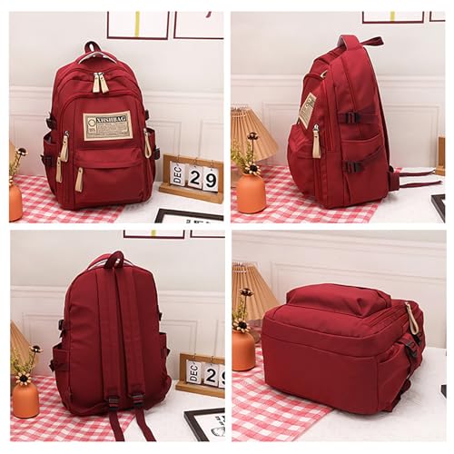 Cool School backpack kawaii Laptop Bag Grade Book Bags for School Girls Casual Waterproof for Women (Red)4
