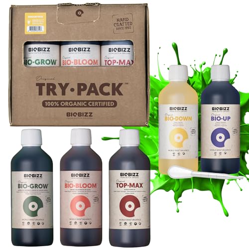 Biobizz Trypack Indoor Set bestehend aus Bloom Grow und Top Max - inklusive Bio-Up und Bio-Down 250ml