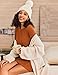 Ekouaer Women's Nightgown Long Sleeve Ribbed Knit Nightshirt Round Neck Sleep Shirt Soft Sweater Dress Caramel M