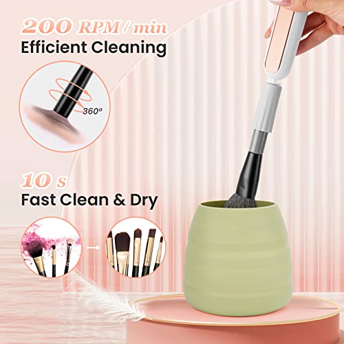 Ftoyin Makeup Brush Cleaner And Dryer Machine, Electric Makeup Brush Cleaner Automatic Makeup Cleaner For Most Size Brushes Portable Cosmetic Brush Spinner Cosmetic Brush Cleaner Tools #TOP3
