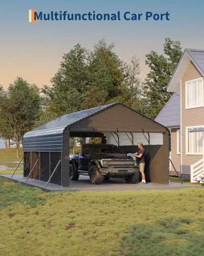 Image of Garvee 12x20x9 ft Metal Carport Enclosed, Car Ports