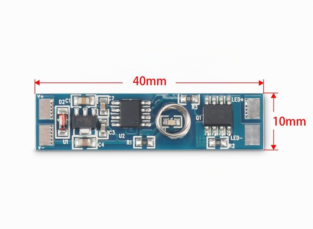 ZOREI Dimmer Touch LED per Profilato Alluminio, Con Memoria Anche Dopo Interruzione Corrente, 12V 24V 4A, Dimensione 40X10X2mm (10)