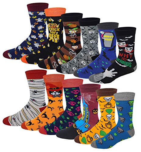Halloween Socks Men Colorful Fashion Design Dress socks 10-13 (12 Pairs Assorted Halloween)2