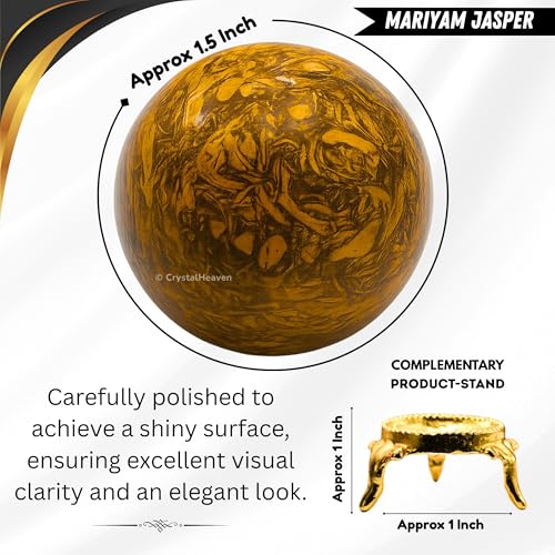 Image of Certified Mariyam Jasper Crystal Ball for Meditation - Premium Crystal Vastu Items for Home and Feng Shui Items for Good Luck - Ideal for Pooja Supplies and Spiritual Practices (1.5 inch Inch)