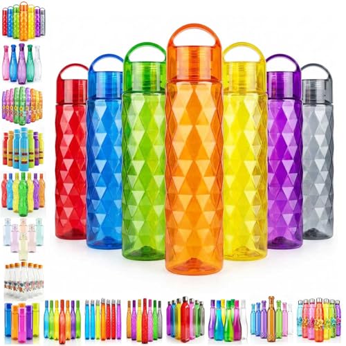Image of TAVASYA Unbreakable 1 Litre Loop Cap Water Bottles | Pack of 3 | Multicolor | Leakproof Screw Cap | BPA-Free | Bottles for Fridge, Gym, Home, Office, School and Travel