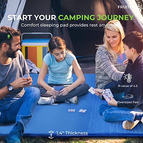 Image of FRUITEAM Sleeping Pad for Camping 2 Person Extra Thickness Self-Inflating Double Camping Pad with Pillow, Sleeping Mat for Camping,Backpacking, Hiking