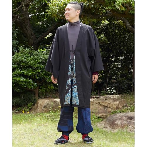 [倭物や Kaya] Behind The Scenes Kimono Haori - Japanese Overgarment/Japanese Formal Cardigan 7CC-1303 Men's Lion (Shishi) Black4