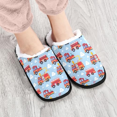 Cloud Fire Truck Slippers For Women Men Soft Memory Foam Non-Slip Transportation Winter Indoor House Shoes Travel Slipper4