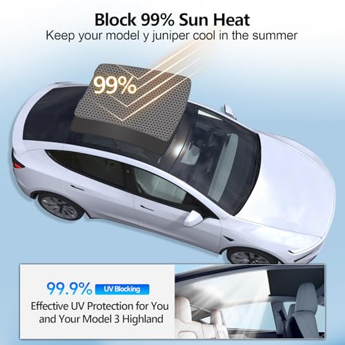 Image of Ice Crystal Sunshade for Tesla Model Y Juniper 2025 2026 Glass Roof UV Protection, Heat Insulation, Non-Sag, Foldable with Storage Bag