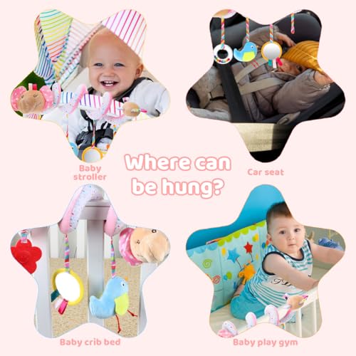 Image of SNOWIE SOFT Elephant Crib Toys Stroller Soft Plush Toy Spiral Colorful Baby Toys for 6 to 12 Months Interactive Cartoon Stuffed Crib Ornament Early Educational Activity Babies Sensory Toy