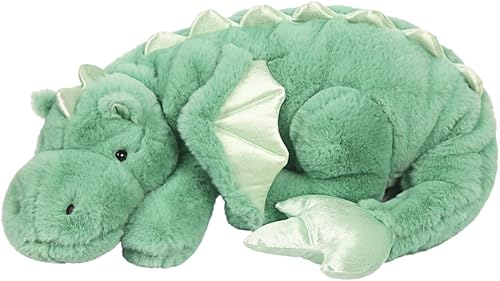 ARELUX Lindo dragón de peluche de animales de peluche, suave peluche de pterosaurio verde mullido, almohada de dinosaurio con alas para niños y