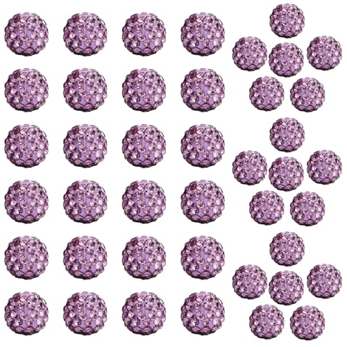 Vanenmo 10mm Light Purple Grade A Rhinestone Beads for Baseball Necklace-Round Disco Ball Bead Rhinestone Clay Beads for Earring Jewelry Making,Necklace Bracelet,DIY Craft Supplies(200 pcs)